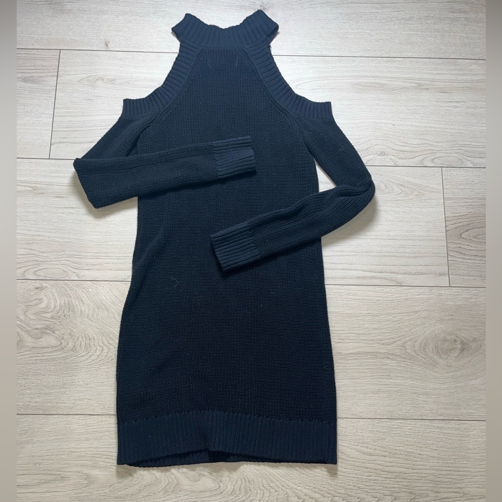 Abecrombie & Fitch Cold Shoulder Sweater  Dress Black Women’s Y2K XS Long Sleeve